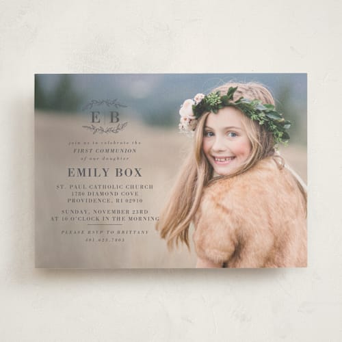 This is a night communion invitations announcements with standard by Allison Massingill called modern leaves printing on signature in standard