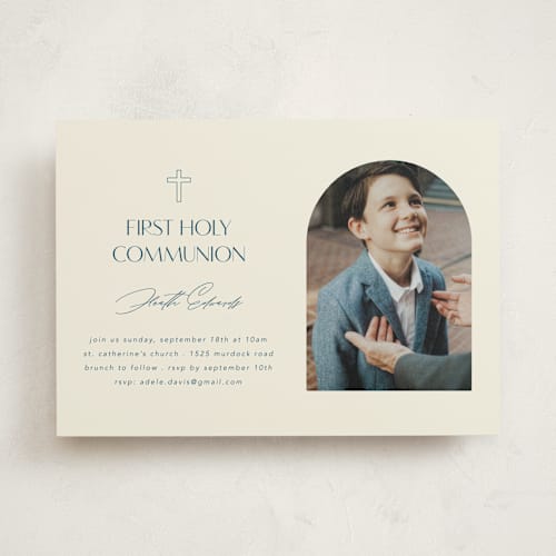 This is a deep sea communion invitations announcements with standard by Morgan Kendall called elegant arch printing on signature in standard