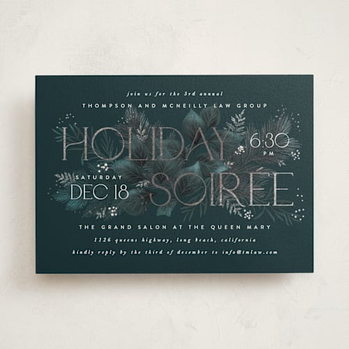 This is a frost holiday party invitations with foil pressed by Leah Bisch called tis the season printing on signature in standard