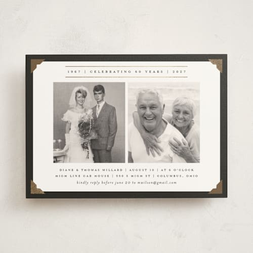 This is a onyx holiday party invitations with foil pressed by Heather Schertzer called diamond printing on signature in standard