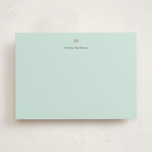 This is a sky personalized stationery thank you cards with foil pressed by Michelle Poe called for heart's sake printing on signature in 5x7