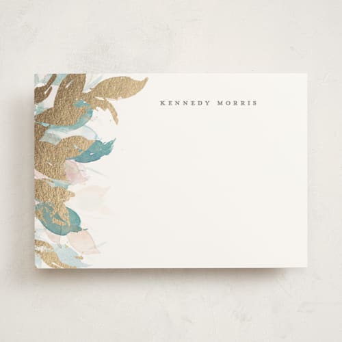 This is a water personalized stationery thank you cards with foil pressed by Everett Paper Goods called swaying printing on signature in 5x7