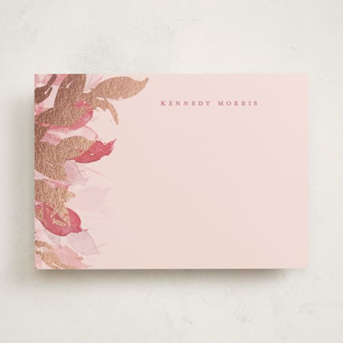 This is a rose personalized stationery thank you cards with foil pressed by Everett Paper Goods called swaying printing on signature in 5x7