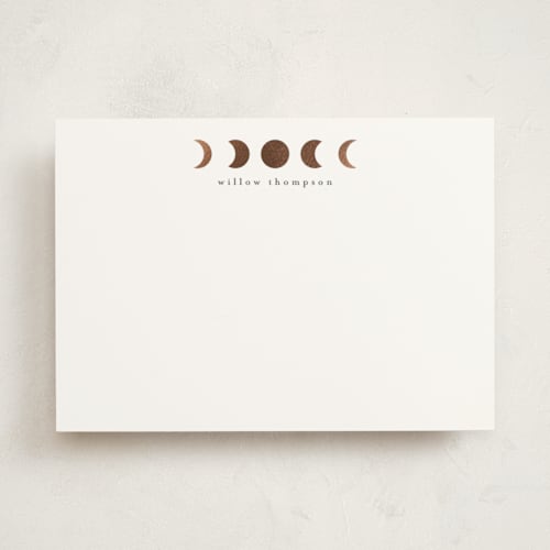 This is a night personalized stationery thank you cards with foil pressed by Ashlee Townsend called phases printing on signature in 5x7