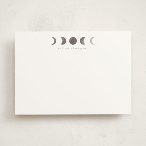 This is a steel personalized stationery thank you cards with foil pressed by Ashlee Townsend called phases printing on signature in 5x7