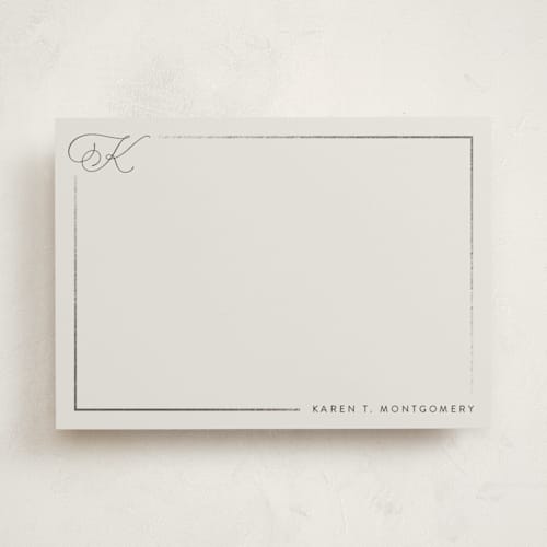 This is a granite personalized stationery thank you cards with foil pressed by Kristel called bordered printing on signature in 5x7