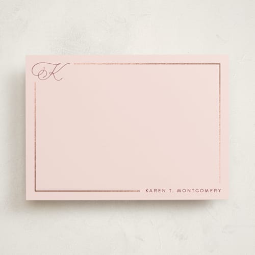 This is a cotton candy personalized stationery thank you cards with foil pressed by Kristel called bordered printing on signature in 5x7