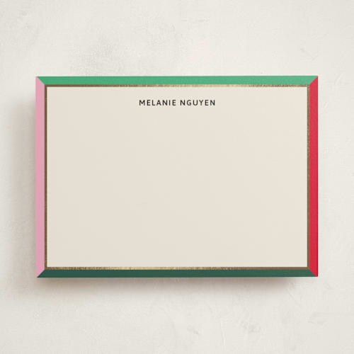 This is a brights personalized stationery thank you cards with foil pressed by Inkblot Design called bold border printing on signature in 5x7