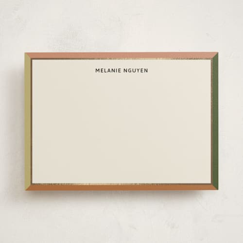 This is a nature personalized stationery thank you cards with foil pressed by Inkblot Design called bold border printing on signature in 5x7