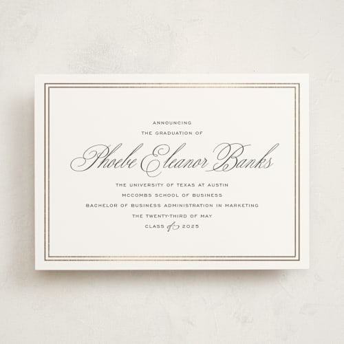 This is a inkwell graduation announcements with foil pressed by Megan Davis called scholarly charm printing on signature in standard