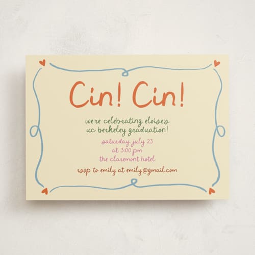 This is a verona graduation invitations with standard by Stephanie Heinrich Godbout called cin cin printing on signature in standard