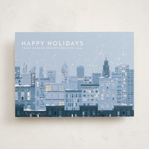 This is a snow business holiday cards with standard by Laura Mitchell called holidays in the city printing on signature in standard