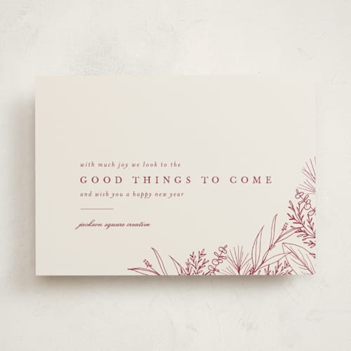 This is a berry business holiday cards with standard by Amy Kross called grateful hearts printing on signature in standard