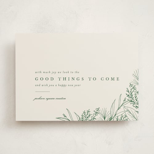 This is a pine business holiday cards with standard by Amy Kross called grateful hearts printing on signature in standard