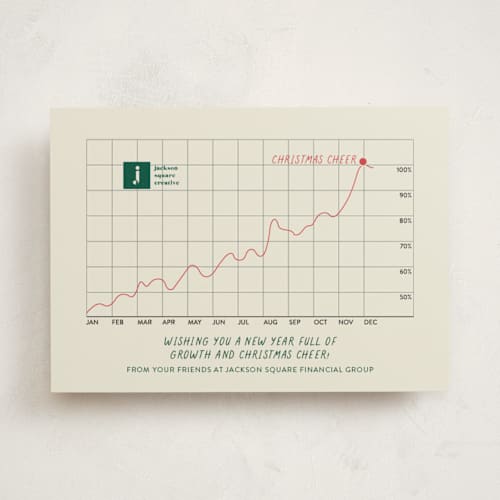 This is a holly business holiday cards with standard by Sarah Hawkins Designs called year of growth printing on signature in standard