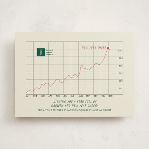 This is a holly business holiday cards with standard by Sarah Hawkins Designs called year of growth printing on signature in standard