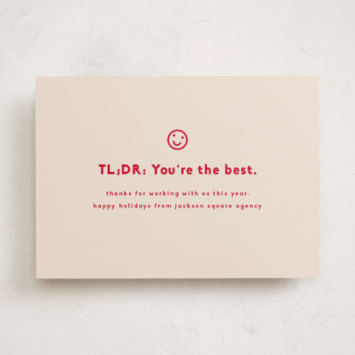 This is a peppermint business holiday cards with standard by Olivia Kanaley Inman called inbox printing on signature in standard