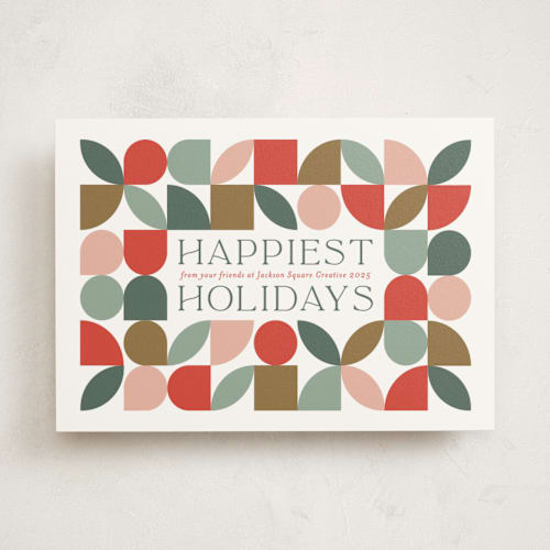 This is a persimmon business holiday cards with standard by Erica Krystek called bauhaus holly printing on signature in standard