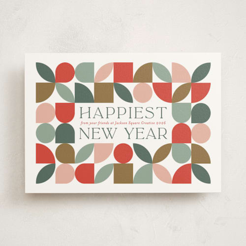 This is a persimmon business holiday cards with standard by Erica Krystek called bauhaus holly printing on signature in standard