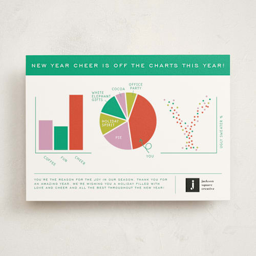 This is a elf shoes business holiday cards with standard by Jenna Holcomb called off the charts printing on signature in standard