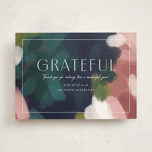 This is a forest business holiday cards with standard by Carmia Jordaan called abstract strokes printing on signature in standard