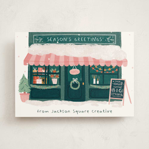 This is a pine grove business holiday cards with standard by Another Please called holiday small business printing on signature in standard