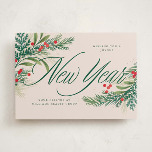This is a buttercream business holiday cards with standard by Paper Raven Co. called classic greetings printing on signature in standard