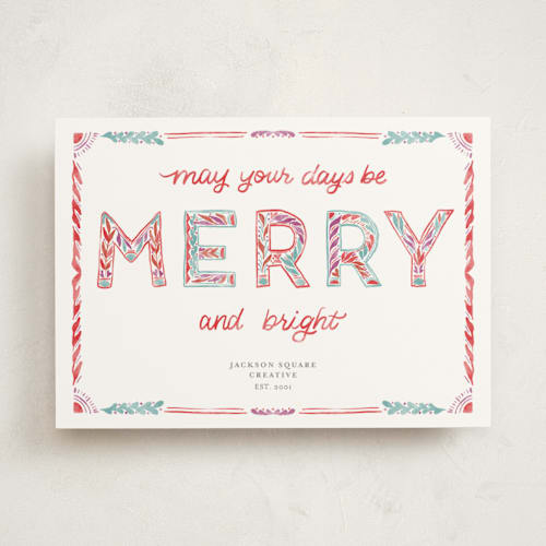 This is a cherry business holiday cards with standard by Cindy Reynolds called watercolor lettering printing on signature in standard