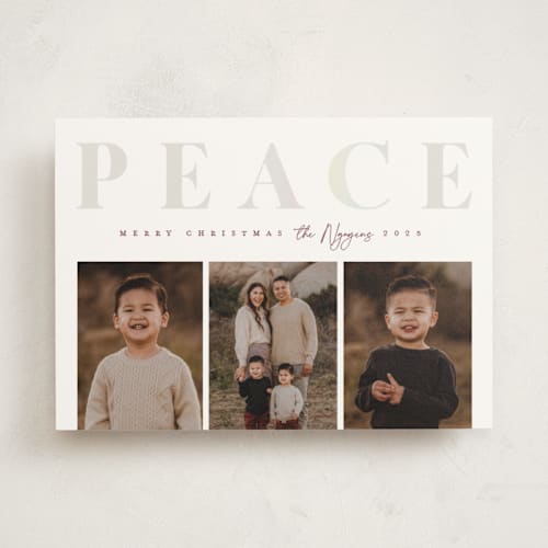 This is a crimson gloss press holiday cards with gloss press by Snow and Ivy called ever present printing on signature in standard