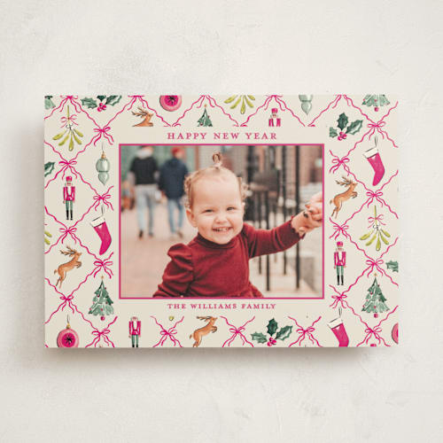 This is a berry photo mount holiday cards with standard by Sarah Knight called festive icons printing on party paper in photo_mount