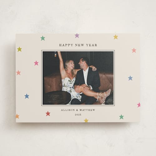 This is a confetti photo mount holiday cards with standard by Kercia Jane called tiny star confetti printing on party paper in photo_mount