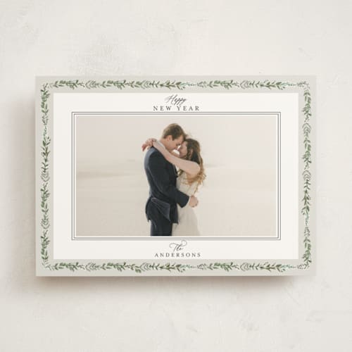 This is a frost photo mount holiday cards with standard by Susan Moyal called pine vine printing on recycled in photo_mount