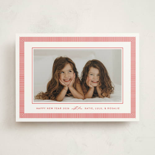 This is a peppermint photo mount holiday cards with standard by Olivia Raufman called viva stripe printing on recycled in photo_mount
