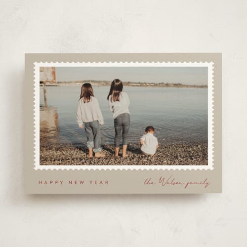 This is a sand photo mount holiday cards with standard by Maja Cunningham called stamped printing on recycled in photo_mount