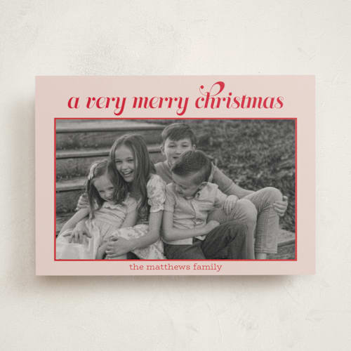 This is a peppermint photo mount holiday cards with standard by Anna Kasper called casual fancy christmas printing on recycled in photo_mount