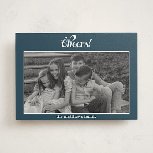 This is a navy photo mount holiday cards with standard by Anna Kasper called casual fancy christmas printing on recycled in photo_mount