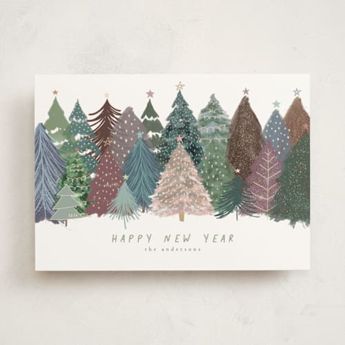 This is a wintermint non photo holiday cards with standard by Anne Ciotola called holiday trees printing on signature in standard