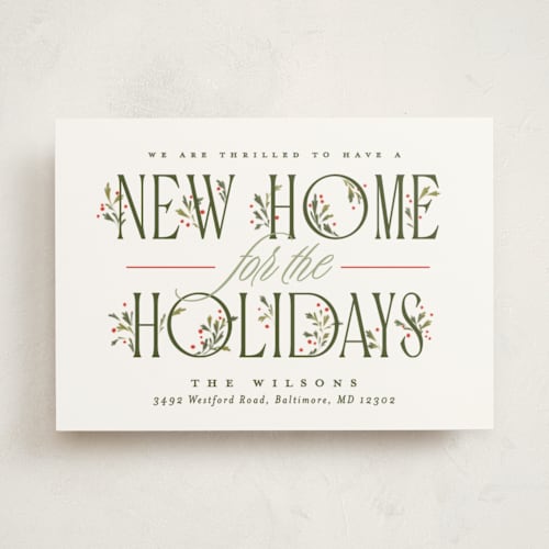 This is a festive non photo holiday cards with standard by Erin L. Wilson called hearth printing on signature in standard
