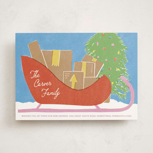 This is a sprinkles non photo holiday cards with standard by Inkblot Design called sleigh landing printing on signature in standard