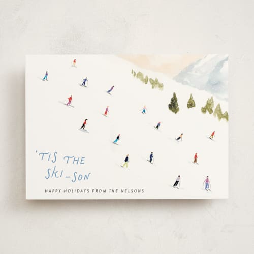 This is a snow non photo holiday cards with standard by Lindsay Megahed called tis the skison printing on signature in standard