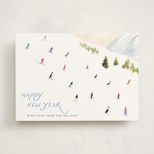 This is a snow non photo holiday cards with standard by Lindsay Megahed called tis the skison printing on signature in standard