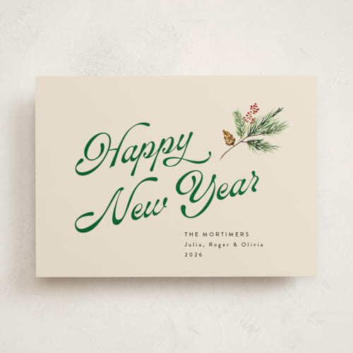 This is a vanilla non photo holiday cards with standard by Erika Firm called vanilla pine printing on signature in standard