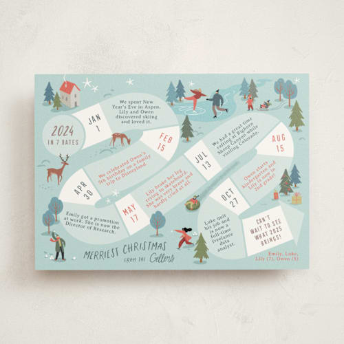 This is a frozen lake non photo holiday cards with standard by Leia Matt called family adventures printing on signature in standard