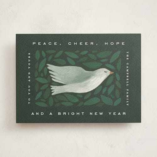 This is a forest non photo holiday cards with standard by Amy Kross called peace to you printing on signature in standard