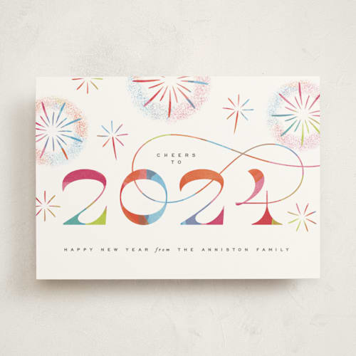 This is a confetti non photo holiday cards with standard by Jen Banks called fireworks printing on signature in standard