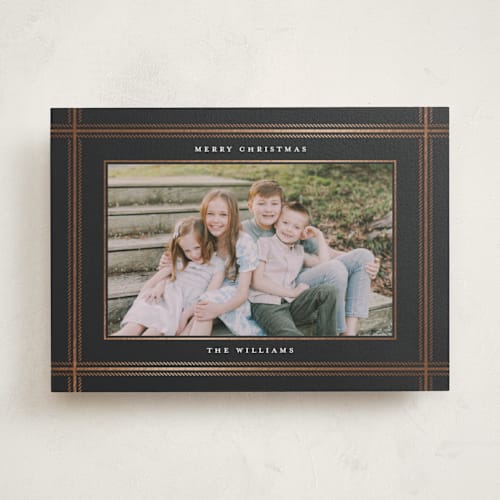 This is a coal photo mount holiday cards with foil pressed by Robert and Stella called kensington printing on recycled in photo_mount