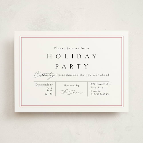 This is a snow holiday party invitations with standard by Amy Kross called hampton frame printing on signature in standard