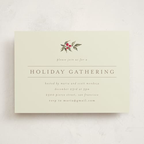 This is a linen holiday party invitations with standard by Chris Griffith called holiday classic printing on signature in standard