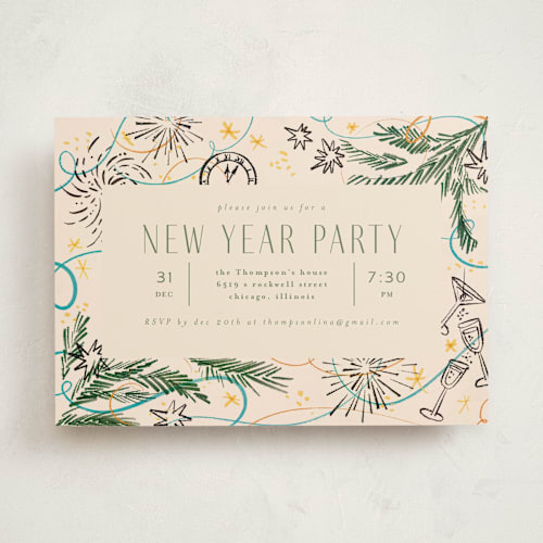 This is a champagne holiday party invitations with standard by Anastasia Makarova called festive printing on signature in standard