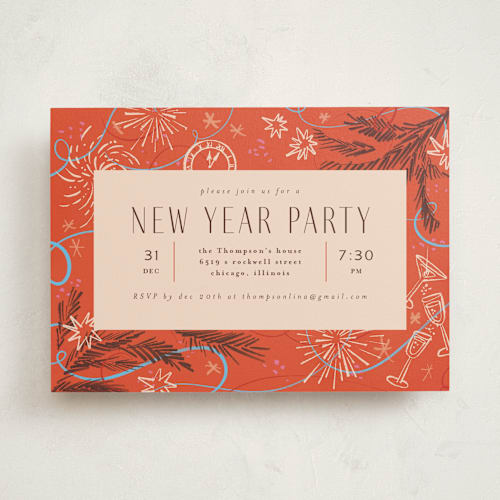 This is a apple holiday party invitations with standard by Anastasia Makarova called festive printing on signature in standard